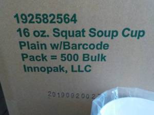 Case of 500 - 16 oz Squat Soup Cups...