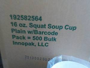 Case of 500 - 16 oz Squat Soup Cups...