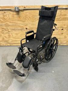 lot 5 image: MEDLINE Reclining Wheelchair, Desk-Length Arms and Elevating Leg Rests, 16 x 18 Seat (W x D)