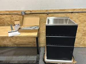 lot 7 image: TRANSOLID TC2D-2222-BB All-in-One 22 in. x 22 in. x 35 in. Metal Undermount LaundryUtility Sink and Cabinet in Matte Black with Faucet