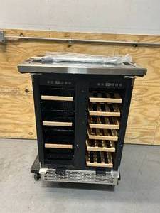 lot 97 image: ROVRAK  Dual Zone 2-in-1 Wine Cooler Beverage Refrigerator, 24-inch for 18 Bottles and 57 Cans with Stainless Steel Frame and Low Noise Operation