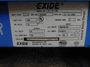 lot 31 image: Exide 36 Volt Battery Charger