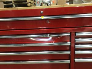 Husky 52 in 9 drawer Storage Tool Chest - In Red - dented customer return Review all pictures