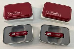 lot 2 image: Vintage Swiss Army Knives With 3M Advertisement In Original Box
