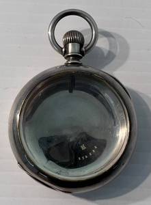 lot 3 image: Antique Dueber Coin Sivler Pocket Watch Case With Glass Front 3.3Oz