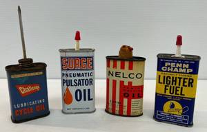 lot 26 image: Group Of Misc. Vintage Oil Cans And More