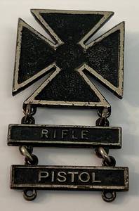 lot 75 image: Vintage US Military Rifle Marksman Iron Cross Sterling