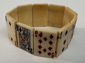 lot 81 image: Vintage Bone Pocker Card Bracelets