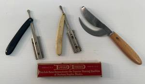 lot 109 image: Group Of Misc. Vintage Items Including Folding Razors & More