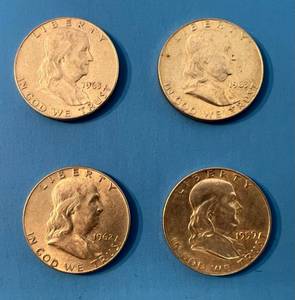 lot 146 image: Four Franklin Half Dollars 1959D, 1962D, 1963D, 1963D