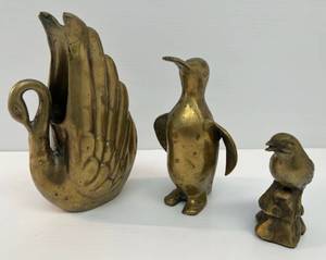lot 180 image: Three Misc. Vintage  Solid Brass Animals