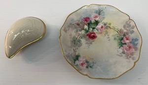 lot 183 image: Vintage Limoges Hand Painted 7 Floral Plate And Lenox Brand Aegean Box