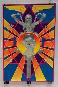 lot 188 image: 1969 Art Poster Sexy Woman Chopper Motorcycle USA Harley Plymouth Square (Very Rare) 24 x 35