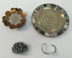lot 191 image: Group Of Astec Adorned Acapulco, Alpaca Mexico Misc Items Some Silver