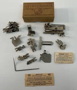 lot 202 image: Vintage Greist Sewing Machine Attachments