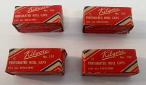 lot 209 image: Antique Kilgore Inc. Perforated Repeating Toy Paper Caps In Original Sealed Boxes