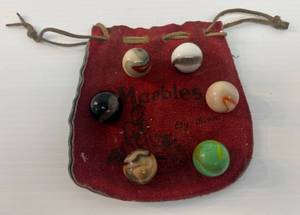 lot 218 image: Vintage 78 Marbles And Vintage Marbles Pouch