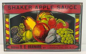 lot 235 image: Vintage Andy Rooney Porcelain Enameled Shaker Apple Sauce Sign 11 12 x 7