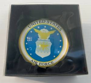 lot 237 image: Dynasty Gallery Art Glass Paperweight United States Air Force San Francisco CA. In Original Box