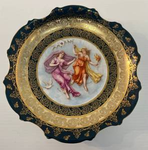 lot 238 image: Antique Victoria Carlsbad Austria 10 Decorative Hand Painted Plate By Artist C. Larsen (Carl Larson) & Winter