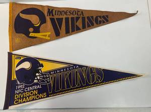 lot 242 image: Vintage 1990s Minnesota Vikings Pennants 1 1992 NFC Central Division Champions 1 NFl Minnesota Vikings 30 Long12 Tall