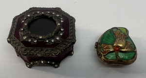 lot 246 image: Group Of Antique Misc. Enameled Items Including Trinket Boxes