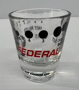 lot 261 image: Vintage RARE Federal Ammunition Shot Glass Ammo Buckshot 2 14 T x 1 78 W
