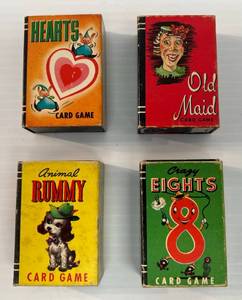 lot 263 image: Vintage Whitman Mini Card Games Including Crazy Eight, Animal Rummy, Old Maid And Hearts
