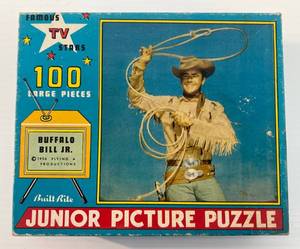 lot 270 image: Vintage 1956 Buffalo Bill Jr. Built Rite Brand Puzzle (Complete)
