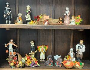 lot 300 image: 2 Shelves Full Of Misc. Thankgiving Items