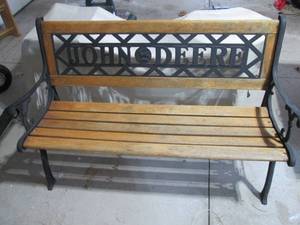 lot 17 image: Slatted Wood Park Bench with Cast I...