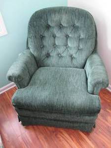 lot 45 image: Forrest green Padded button back st...
