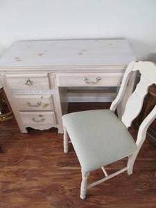 lot 52 image: Vintage Bleached-Wood 4-drawer desk...