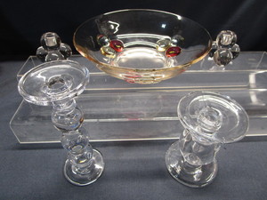 lot 61 image: Orbs Bowl, Candle Holders