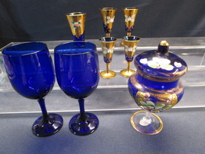 lot 90 image: Cobalt Candy, Cordials, Stems