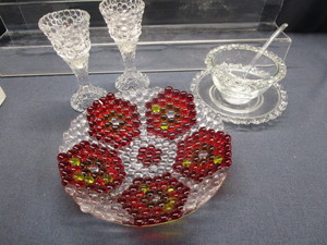 lot 118 image: Beaded Bowl, Candle Stands, Mayo
