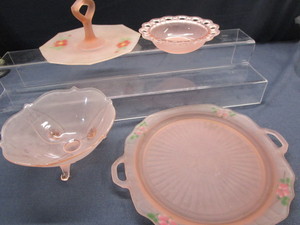 lot 135 image: Frosted Pink Depression Glass