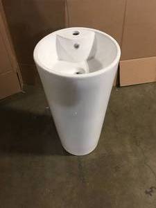 Monaco Circular Basin Pedestal Sink in Glossy White by Swiss Madison Customer Returns See Pictures