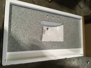 49 in. W x 22 in. D Napoli Granite Vanity Top in Gray with White Basin by Home Decorators Collection  Customer Returns See Pictures