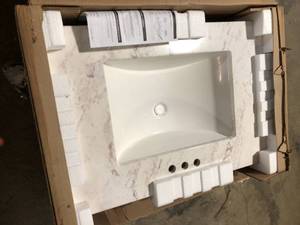 31 in. W x 22 in. D Stone Effects Cultured Marble Vanity Top in Lunar with Undermount White Sink by Home Decorators Collection  Customer Returns See Pictures