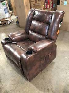 Lucklife Brown PU Leather 360-Degree Drink Holders Heated Massage Recliner Chair by Lucklife Damaged  Customer Returns See Pictures