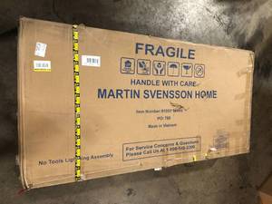 Orsey Antique White Glass TV Stand Fits TVs Up to 65 in. with Cable Management by Martin Svensson Home Customer Returns See Pictures