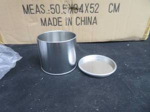 lot 93 image: CASE OF NEW SMALL TIN CANS WITH LIDS
