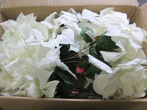 box of faux glitter poinsettia bush...
