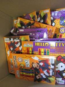 box with coloring books and crayons...