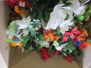 box of overstock faux flowers ...