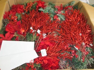 box of overstock faux flowers ...