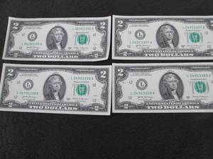 4- New $2 Dollar Bills...