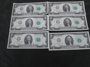 6- New $2 Dollar Bills...