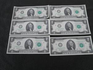 6- New $2 Dollar Bills...